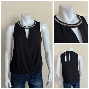NWT - Chelsea 28 (Nordstrom) Black, sleeveless wrap top blouse. Small. P2P 18".